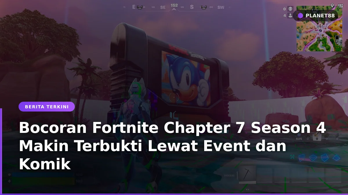 Ilustrasi konsep arena pertempuran Fortnite dan petunjuk event musim baru