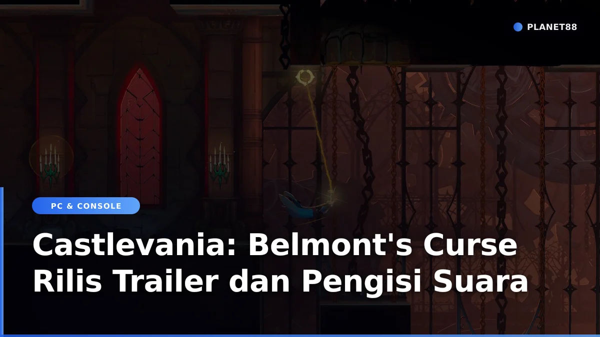 Kastil berarsitektur gotik kelam dalam game Castlevania: Belmont's Curse