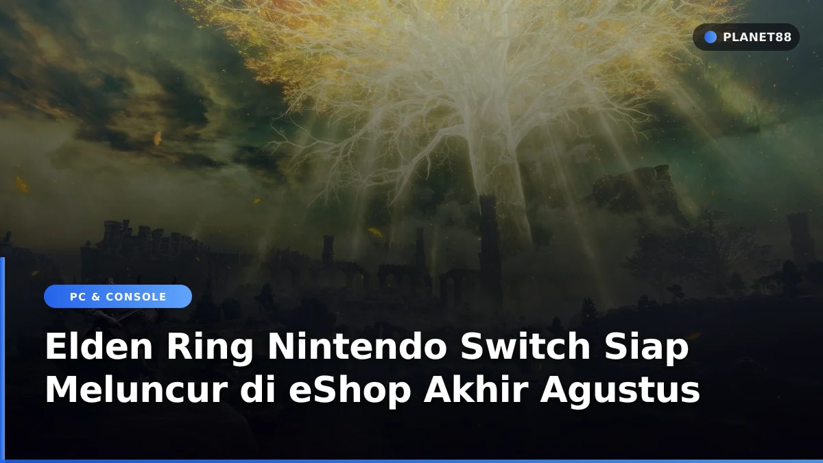 Konsol Nintendo Switch menampilkan pengumuman game baru di toko digital eShop