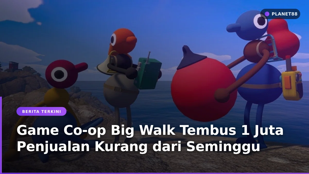 Ilustrasi sekelompok pemain bekerja sama menyelesaikan teka-teki dalam game kooperatif Big Walk