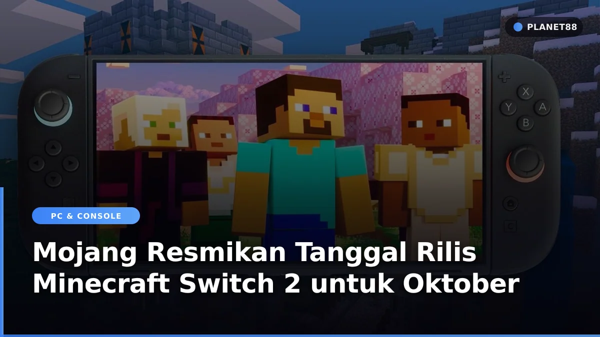 Ilustrasi konsol Nintendo memainkan game sandbox Minecraft