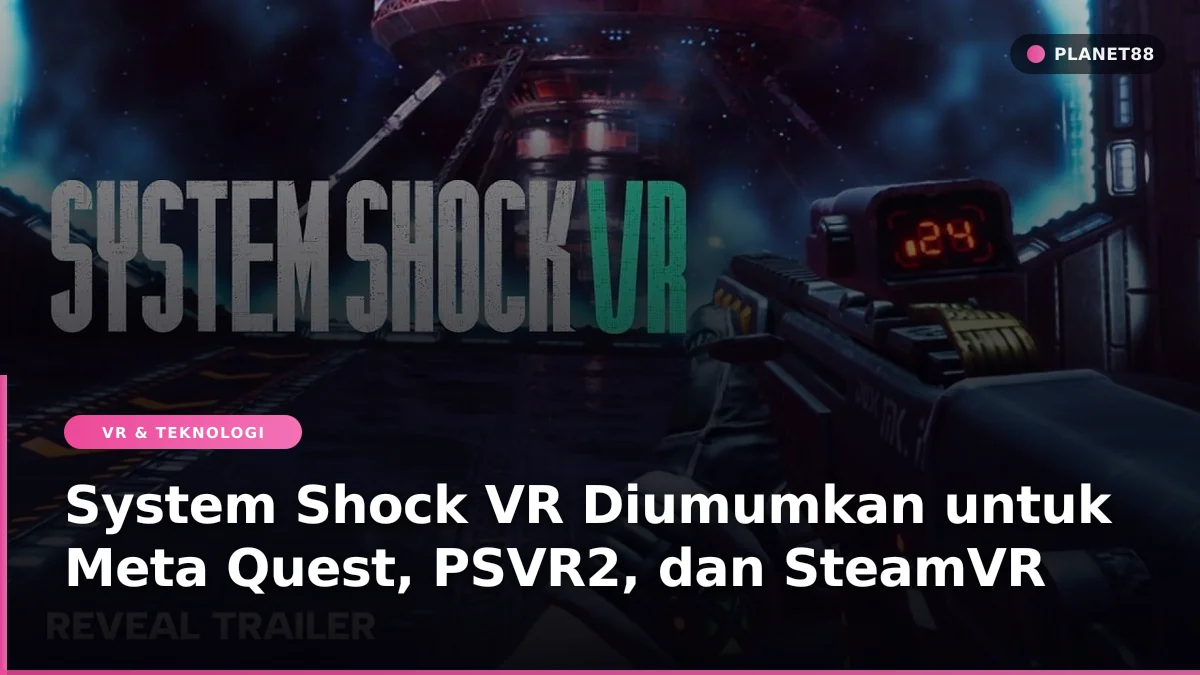Ilustrasi suasana sci-fi horror game System Shock VR di stasiun ruang angkasa Citadel Station