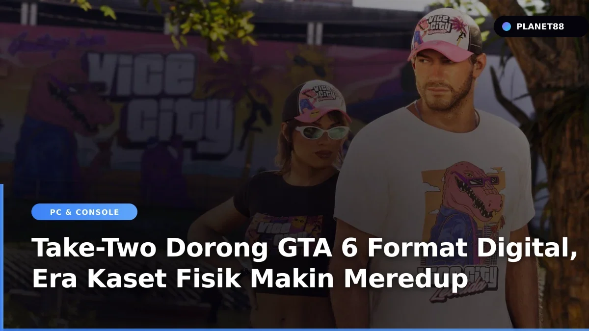 Ilustrasi pengunduhan game digital pada konsol game modern